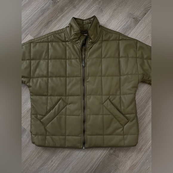 We The Free Dolman Quilted Vegan Jacket Olive Green - Size Small - Picture 6 of 11